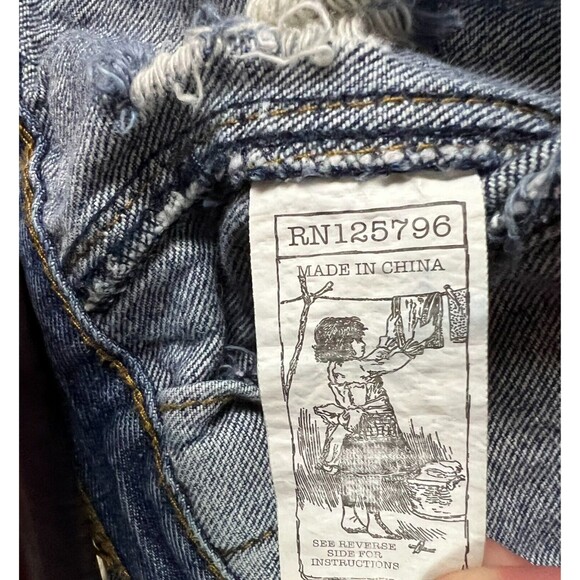 Rolling Paper Denim Jean Jacket  Unisex Size S  Distressed Paint Splatter - Picture 10 of 10